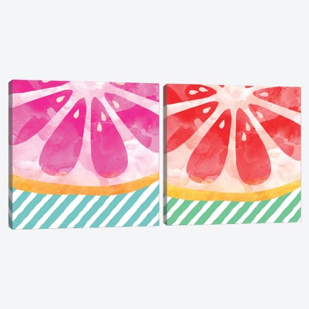 Grapefruit Abstract Diptych Canvas Print Set #ORA2HSET002} by Orara Studio Canvas Print