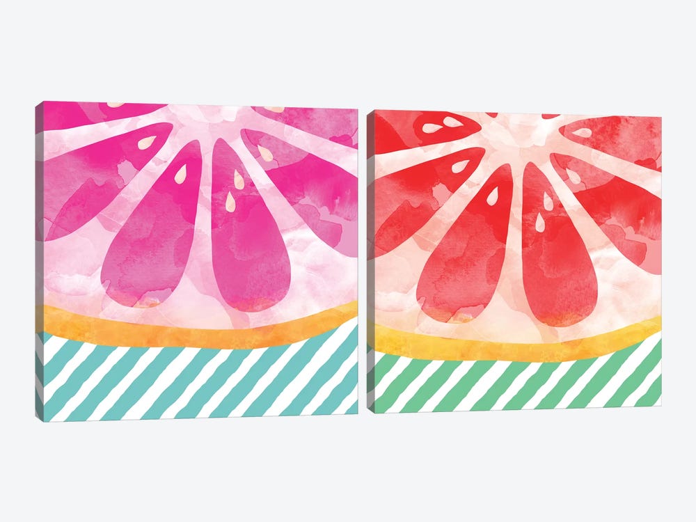 Grapefruit Abstract Diptych by Orara Studio 2-piece Canvas Artwork