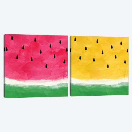 Watermelon Abstract Diptych Canvas Print Set #ORA2HSET003} by Orara Studio Canvas Print
