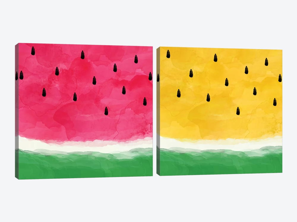 Watermelon Abstract Diptych by Orara Studio 2-piece Canvas Print