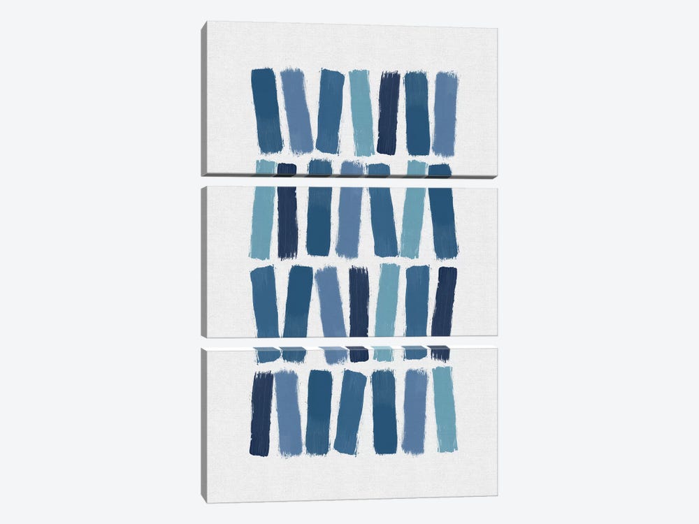 Blue Brush Strokes by Orara Studio 3-piece Canvas Art
