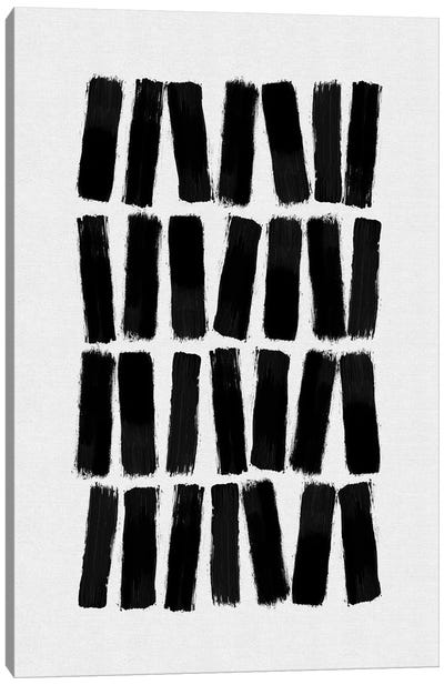 Black Brush Strokes Canvas Art Print - Black & White Abstract Art
