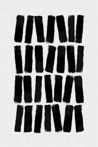 Black & White Abstract Art: Black Brush Strokes by Orara Studio