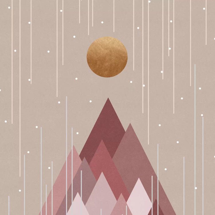 Sun & Mountains Coral Pink by Orara Studio wall art