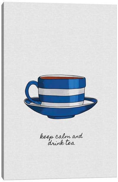 Keep Calm And Drink Tea Canvas Art Print - Minimalist Kitchen Art