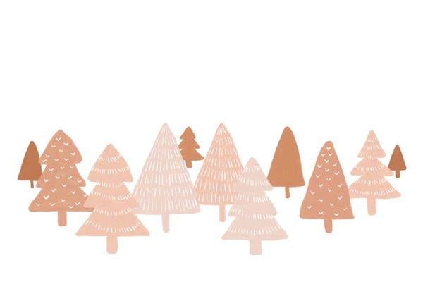 Minimalist Christmas Decor: Blush Winter Trees by Orara Studio
