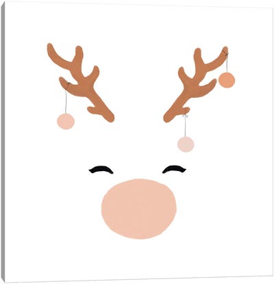 Deer & Baubles Canvas Art Print - Reindeer Art
