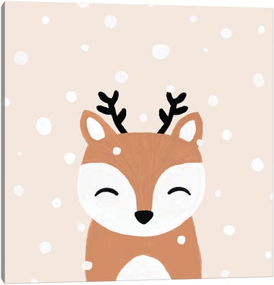 Snow & Deer Canvas Art Print - Holiday Décor