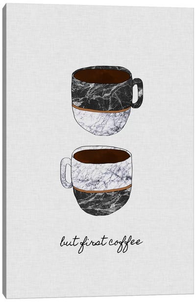But First Coffee Canvas Art Print - Minimalist Quotes