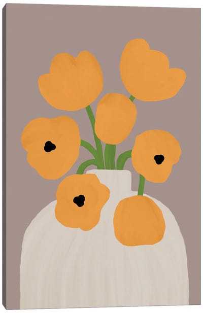 Yellow Flowers Canvas Art Print - Orange Art