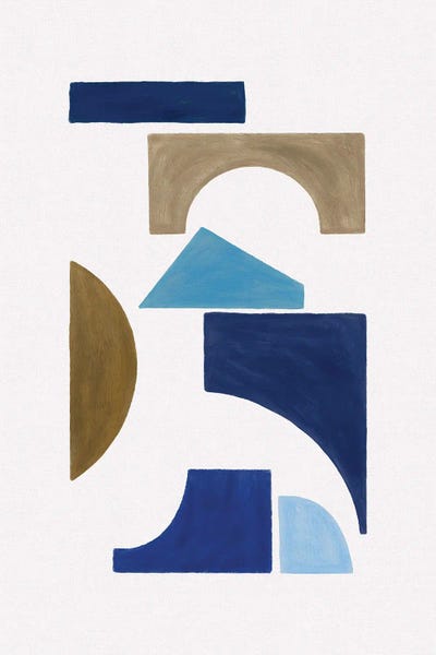 Orara Studio: Blue And Brown Geometric I by Orara Studio