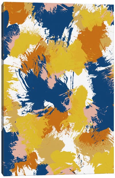 Colourful Abstract Canvas Art Print - Blue & Yellow Art