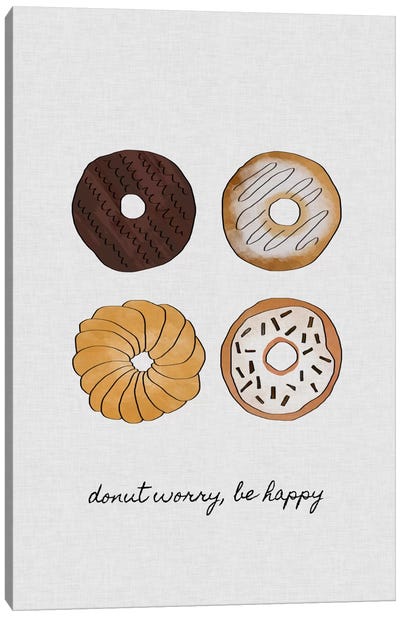 Donut Worry Canvas Art Print - Minimalist Quotes