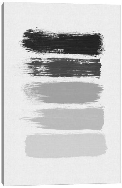 B&W Stripes Canvas Art Print - Gray & White Art