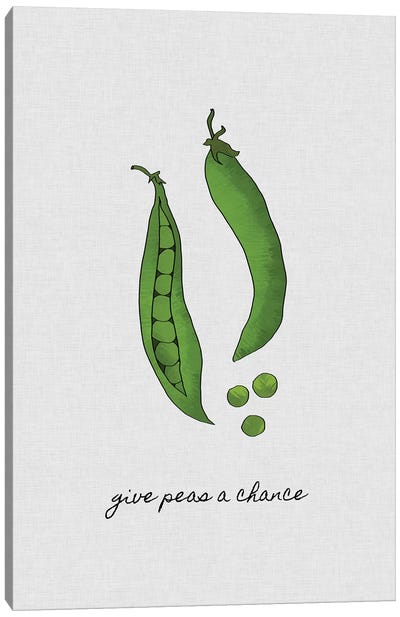 Give Peas A Chance Canvas Art Print - Minimalist Quotes