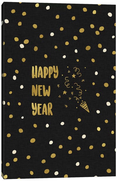 Happy New Year Gold Canvas Art Print - Merry Metallic