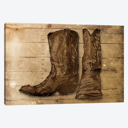 Sketched Boots Canvas Print #ORE10} by On Rei Canvas Wall Art