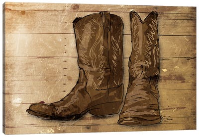 Sketched Boots Canvas Art Print