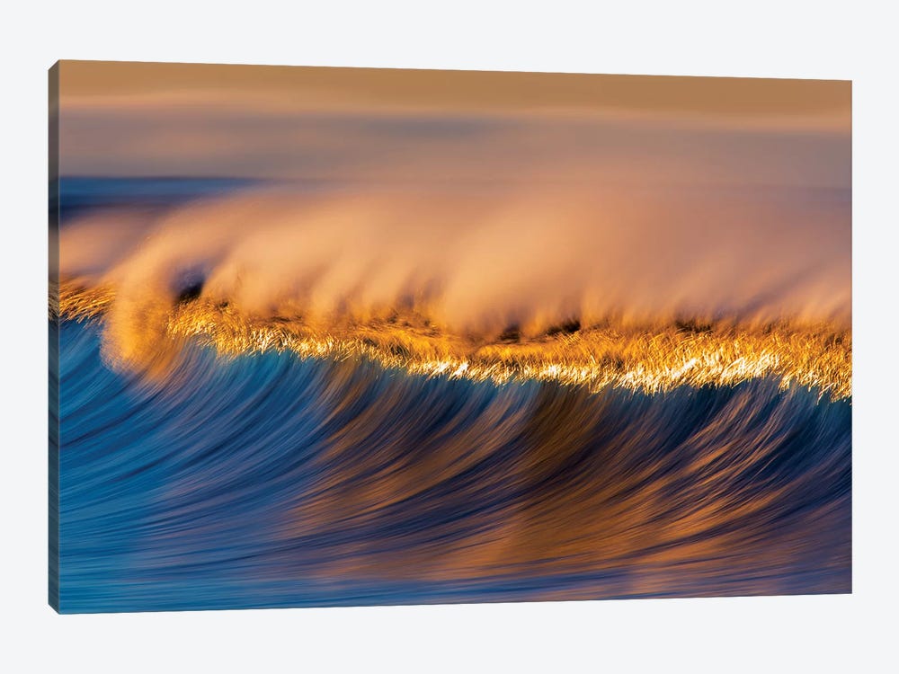 Blue and Gold Wave 1-piece Canvas Print