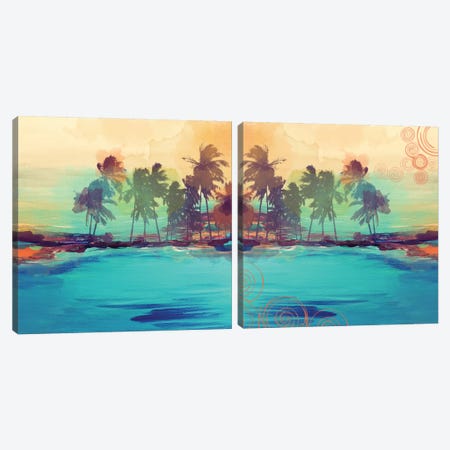 Palm Island Diptych Canvas Print Set #ORL2HSET002} by Irena Orlov Canvas Wall Art