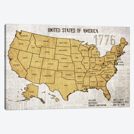 Map Of USA Canvas Print #ORL32} by Irena Orlov Art Print