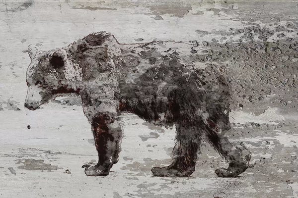 Rustic Winter: Grizzly Bear Walking by Irena Orlov