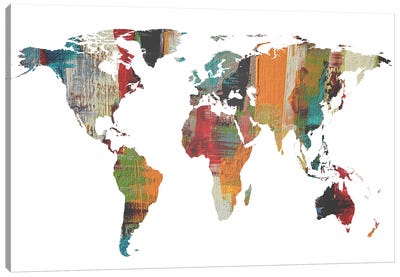 Painted World Map II Canvas Art Print - Maps & Geography