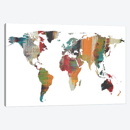 Painted World Map II Canvas Print #ORL373} by Irena Orlov Canvas Wall Art