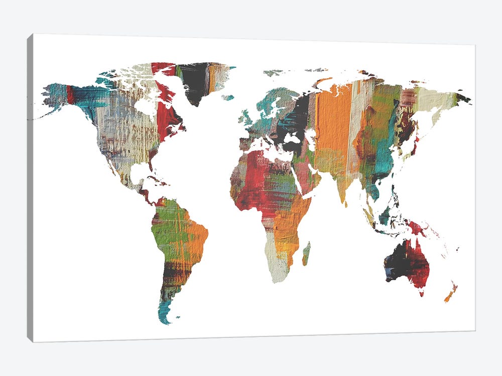 Painted World Map II by Irena Orlov 1-piece Canvas Print