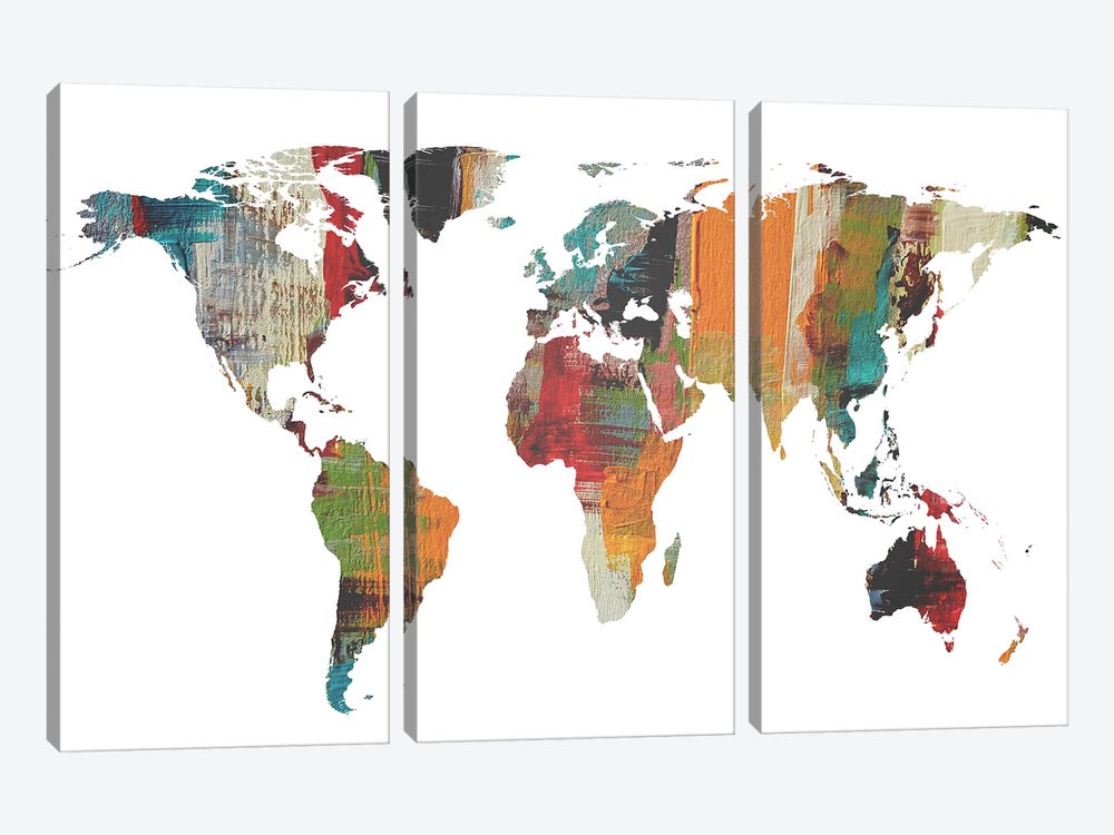 Painted World Map II by Irena Orlov 3-piece Art Print