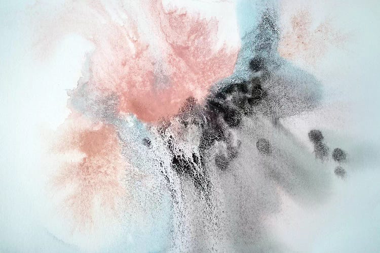 Pink Blue Brown Grey Watercolor Abstract Splash I