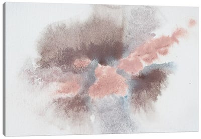 Pink Blue Brown Grey Watercolor Abstract Splash III Canvas Art Print - Transitional Décor