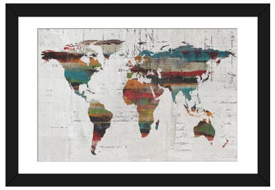 Painted World Map IV Paper Art Print - Maps