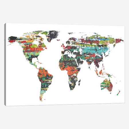 Painted World Map V Canvas Print #ORL40} by Irena Orlov Canvas Art