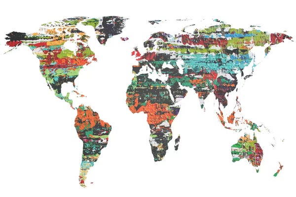 Famous Palaces & Residences: Painted World Map V by Irena Orlov