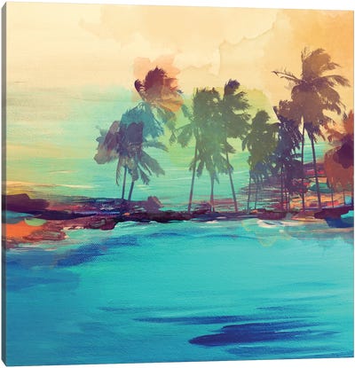 Palm Island I Canvas Art Print - 3-Piece Beach Art