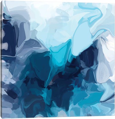 Water Flow I Canvas Art Print - Teal Abstract Art