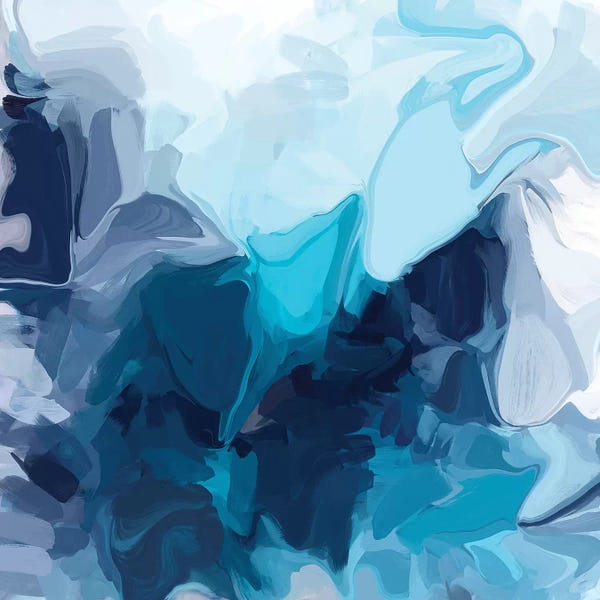 Teal Abstract Art: Water Flow I by Irena Orlov