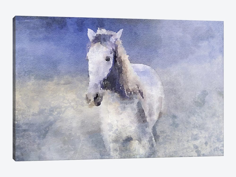 White Running Horse In The Fog by Irena Orlov 1-piece Canvas Wall Art