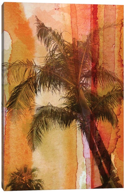 Palm Tree Canvas Art Print - Citrus Orange