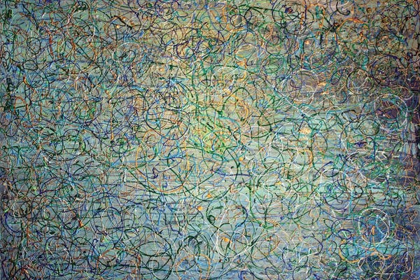 Similar To Jackson Pollock: Gold Aqua Jackson Pollock Inspired I by Irena Orlov