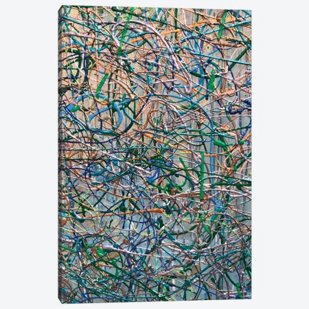 Gold Aqua Jackson Pollock Inspired III Canvas Print #ORL502} by Irena Orlov Canvas Art Print