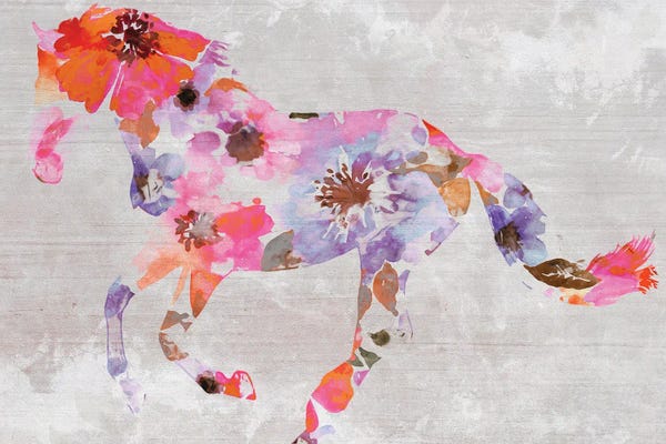 Irena Orlov: Colorful Floral Horse Painting V by Irena Orlov