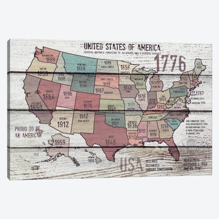 The United States Of America Map III Canvas Print #ORL57} by Irena Orlov Canvas Artwork