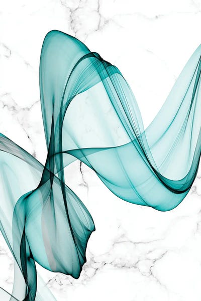 Minimalist Bathroom: Teal Ribbons III by Irena Orlov