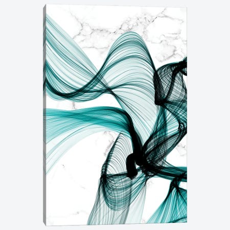 Teal Ribbons VIII Canvas Print #ORL593} by Irena Orlov Canvas Wall Art