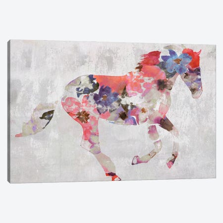 Colorful Floral Horse Painting Canvas Print #ORL610} by Irena Orlov Canvas Art Print