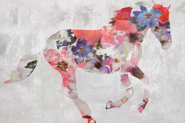 Colorful Floral Horse Painting