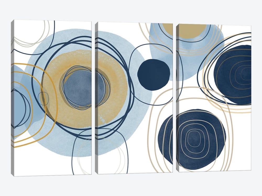 Blue Lines Minimalism III by Irena Orlov 3-piece Art Print
