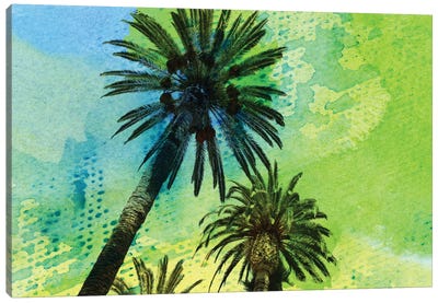 Two Palm Trees Canvas Art Print - Bold & Bright